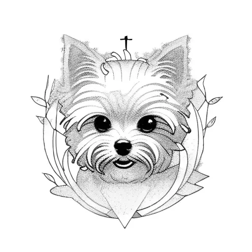 Tarot Card With Yorkie And Asian Girl