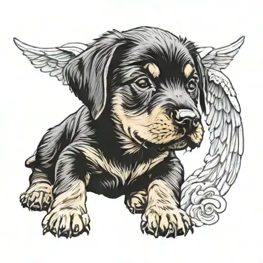 Rottweiler Puppy With Angel Wings