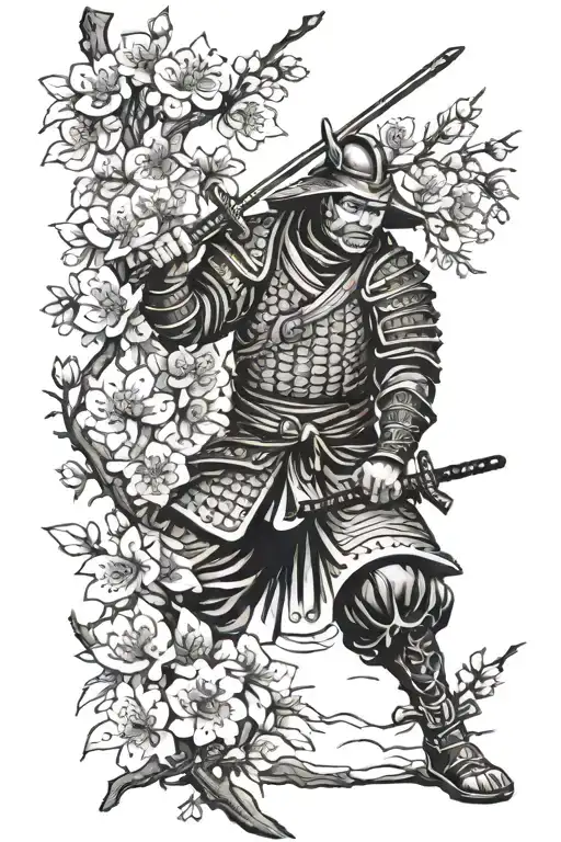 Samurai And Cherry Blossom