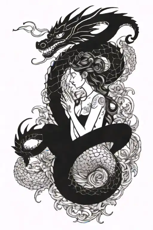 Dragon & Mermaid Intertwined