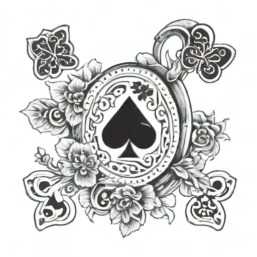 Lucky Horseshoe With Playing Cards And Four Leaf Clover