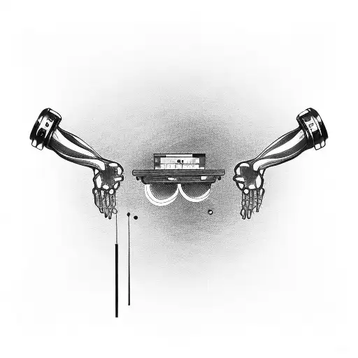 A Mechanical Arm Holding A Stereo With Music Notes Flowing Out