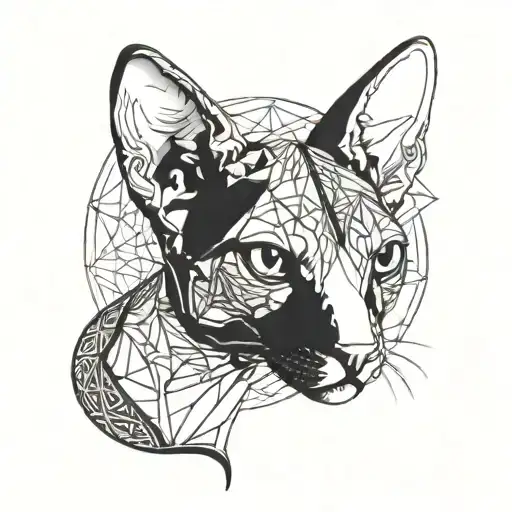 A Sphynx Cat With Intricate Geometric Patterns Inspired By Psychology Symbols