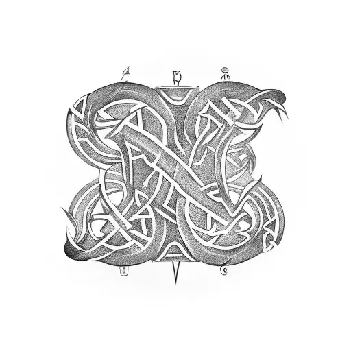 Seraphina And Elena In Norse Runes Inscribed On Ouroborus