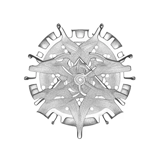 A Palm Leaf Intertwined With Gears