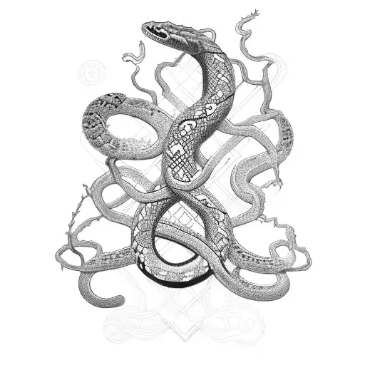 Serpent And Vine Weaving Together Like A Dna Strand