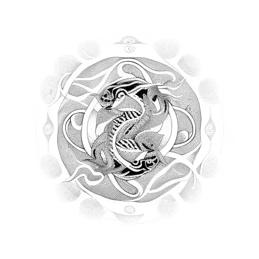 Yin And Yang Symbol With Snakes Representing The Balance Of Life And Death