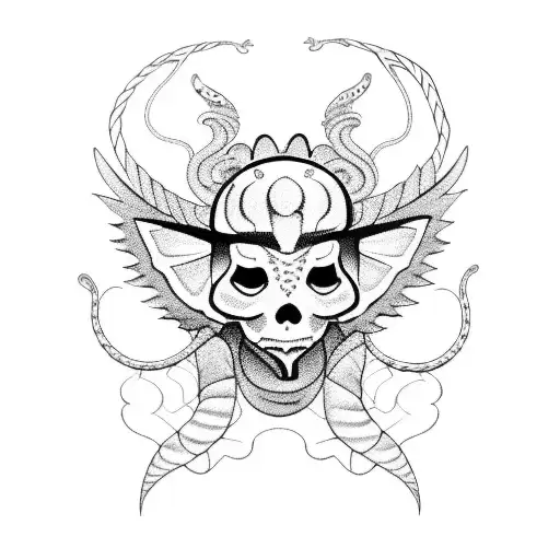 A Blackwork Tattoo Of Juice Wrld With A Snake And Butterfly On Each Shoulder