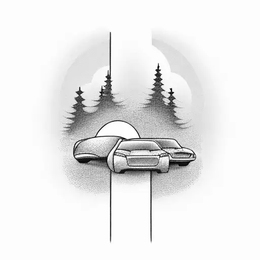 Two Cars From Behind Heading In A A Sunset In A Straight Road