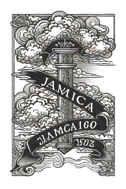Clouds Jamaica Fore Arm Tattoo Design Featuring Bible Verse