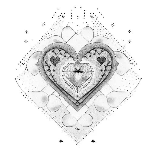 A Dotwork Tattoo Of A Heart-shaped Sheet Music With Taurus Constellation As Notes