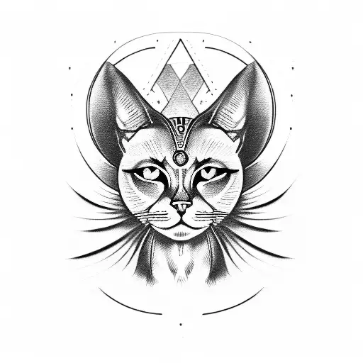 Bastet Egyptian Goddess Head Tattoo Design
