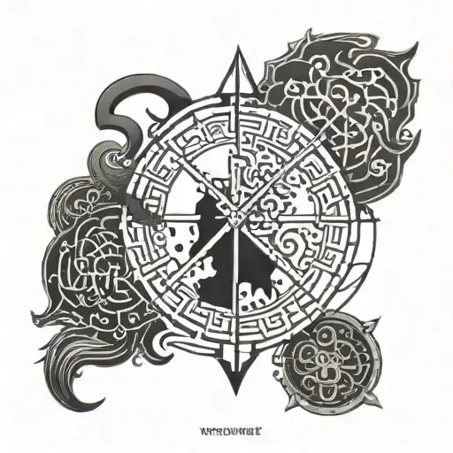 Vegvisir Symbol Surrounded By Runic Alphabet