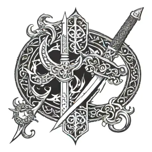 Bleeding And Burning Two Headed Round Arabian Style Sword