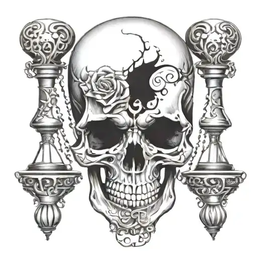 Skull With Hourglass