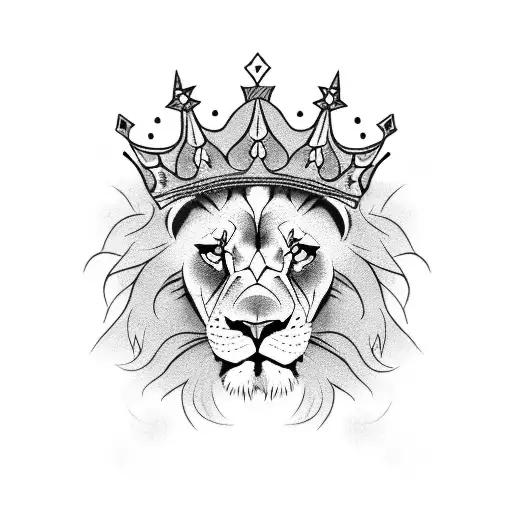 Half Angry Lion With Crown