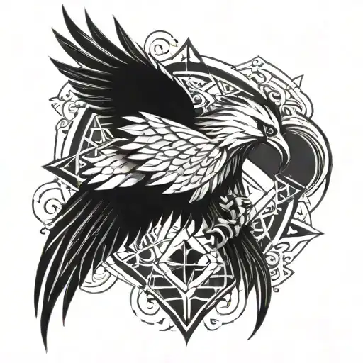 Phoenix With Geometric Shapes Incorporated Angel Wings