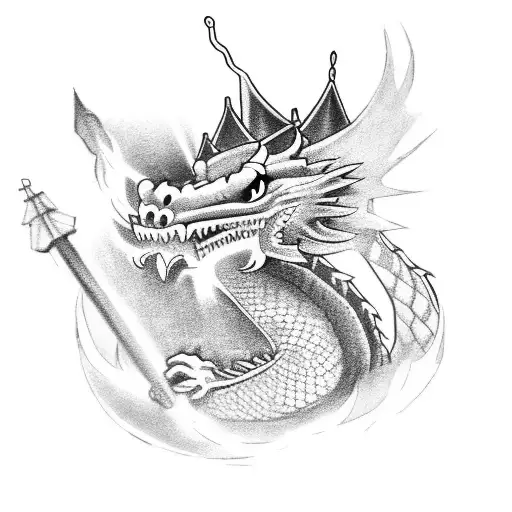 Dragon With A Crown Breathing Fire