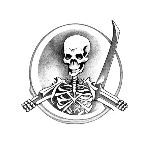 A Skeletal Ghostface Holding A Scythe In A Gothic Cemetery