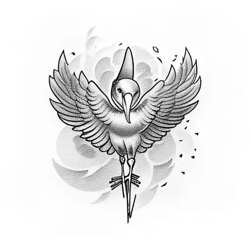 Stork Delivering Baby In Storm