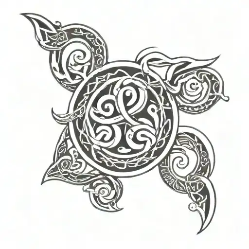 A Celtic Trisquel Symbol Intertwined With Symbols Of Control And Balance