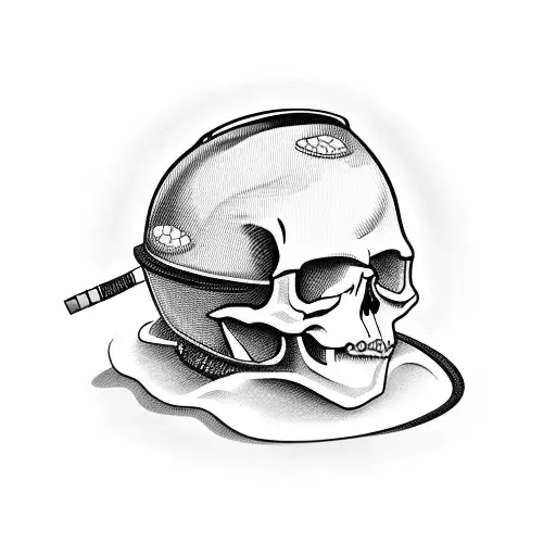 Skull Wearing A Hardhat Smoking A Cigarette