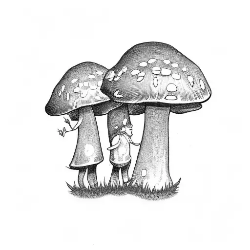 A Mushroom Couple Dancing To Music Notes