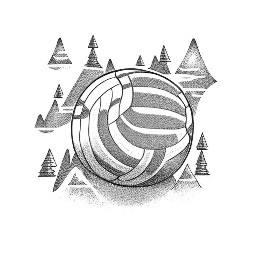 A Volleyball Player Spiking The Ball With A Mountain Range In The Background