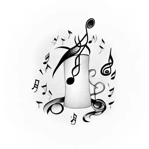 A Coffee Cup With Musical Notes Pouring Out