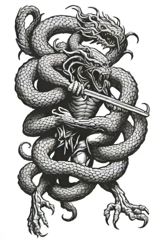 A Warrior Fighting A Hydra Representing Perseverance And Strength