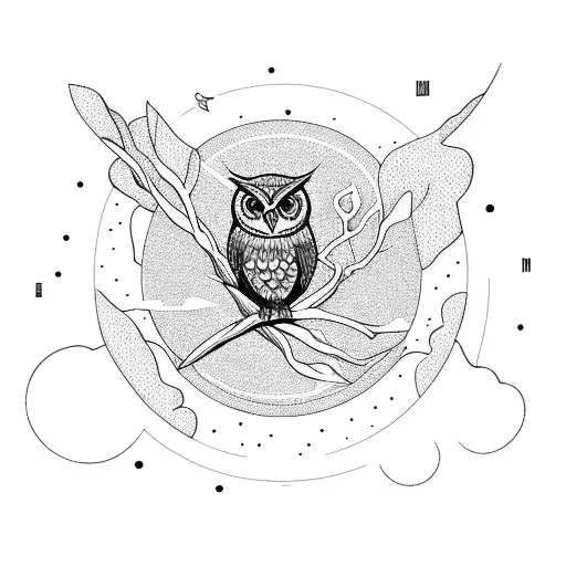 An Owl Perched On A Mountain Peak With A Swirling Sky In The Background