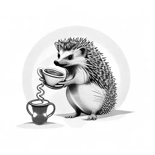 Hedgehog Driving A Car Holding A Coffee