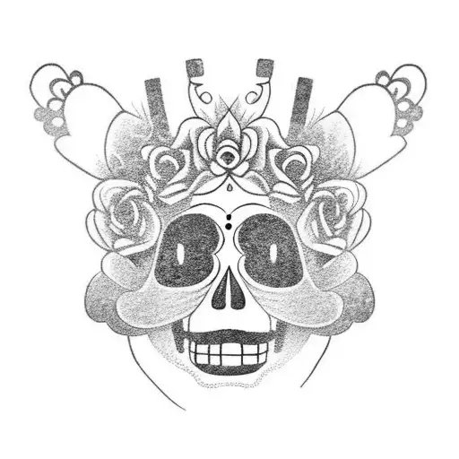 Day Of The Dead Mask With Bear Hat