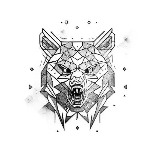 Witcher Tattoo Bear Head In Cyberpunk Style