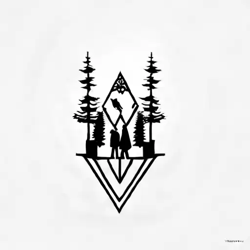 A Man And A Woman Standing In The Middle Of A Forest