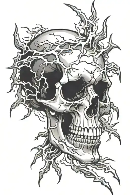 Combine A Skull With Lightning Bolts Surrounding