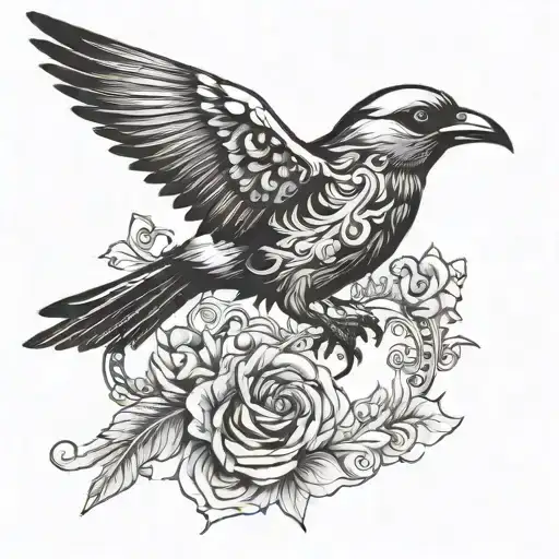 Bird Flying Away With Mask In Mouth