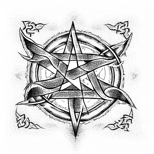 Pentagram Made By The Letter A As Each Point Of The Star Witch Style