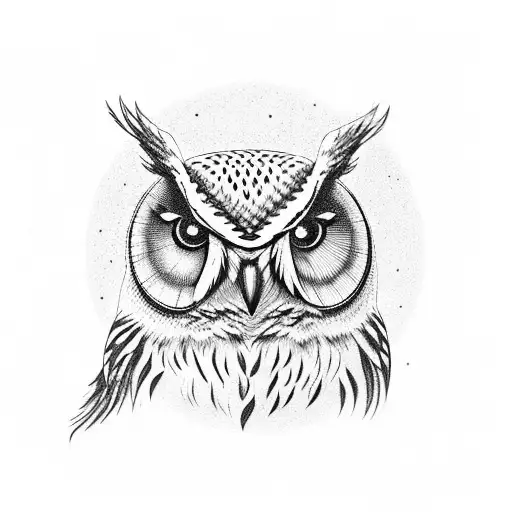 Owl Leaning Against Crescent Moon