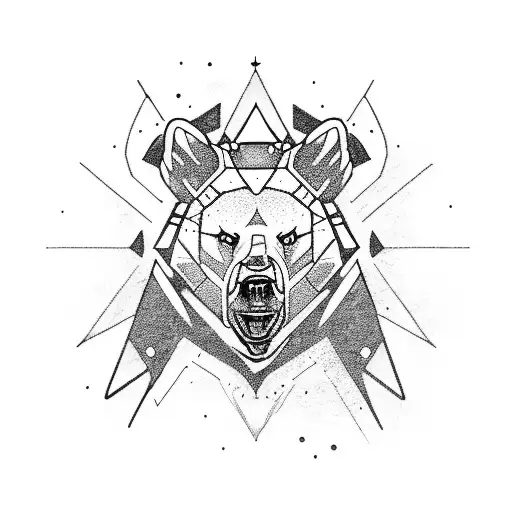 Witcher Tattoo Bear Head In Cyberpunk Style