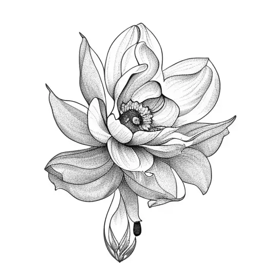 The Word Pretty Flower With Magnolia And Narcissus Flower