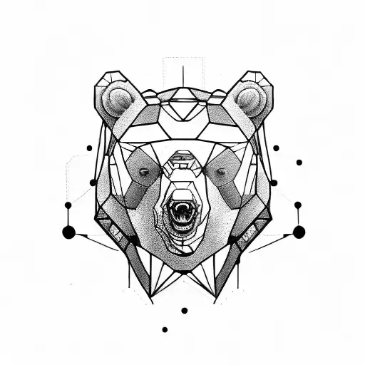 Bear Head In Cyberpunk Style