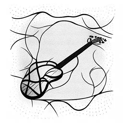 Guitar Made By Trees And Reflection Of It In A Lake