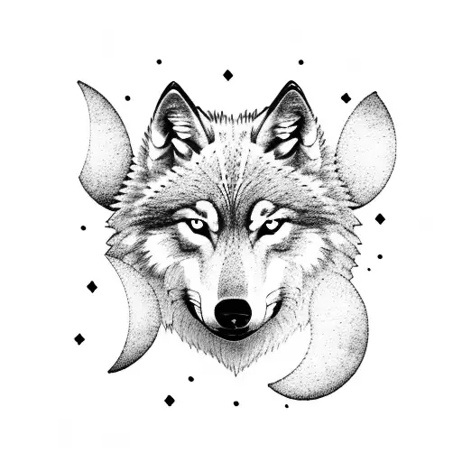 Wolf With Moon