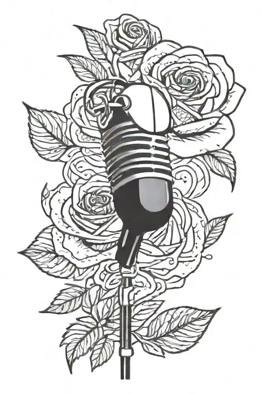Dance Music Notes Rose Flower With Mic