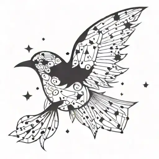 A Constellation Of Stars Forming The Shape Of A Bird In Flight