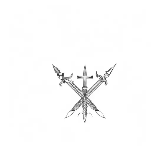 Three Swords On A Black Background