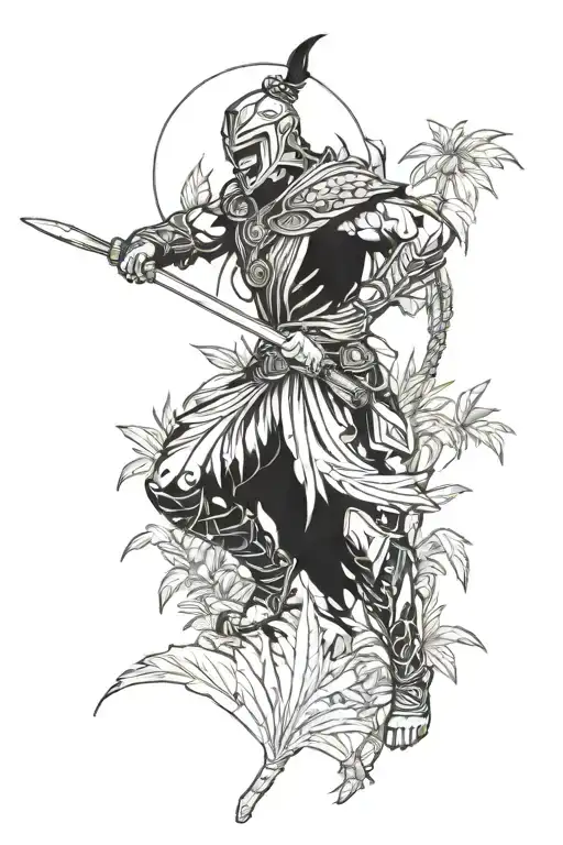 A Fierce Warrior Fighting Through A Dense Jungle Background