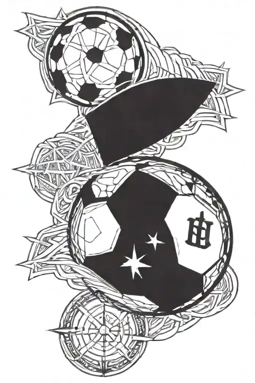 A Design Combining A Football And A Religious Symbol In A Unique Way