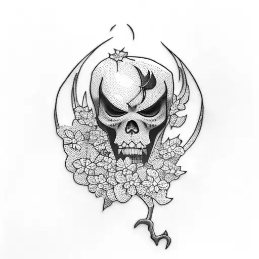 A Fierce Grim Reaper Surrounded By Cherry Blossoms